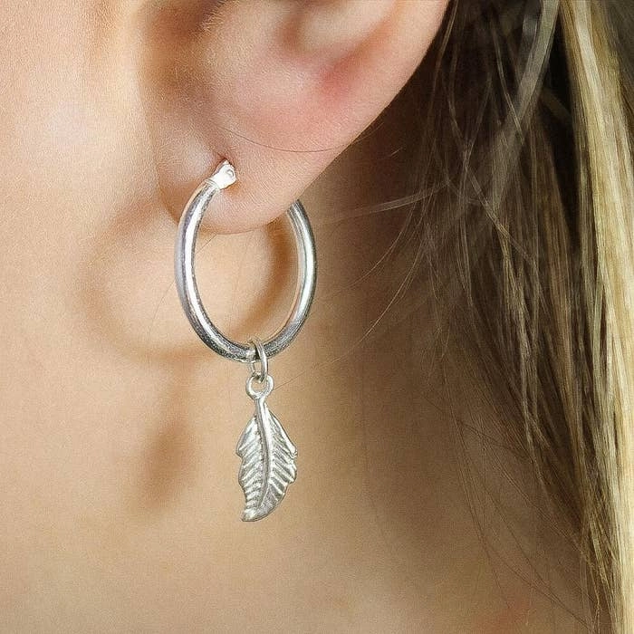ChloBo Sterling Silver Didi Feather Hoop Earrings D
