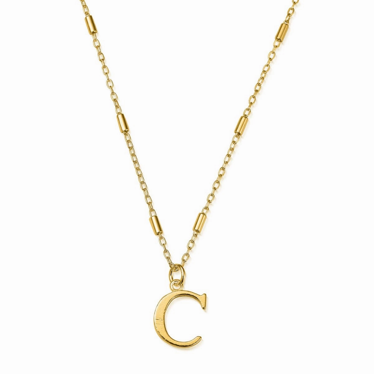 ChloBo Sterling Silver Gold Plated Initial Necklace C