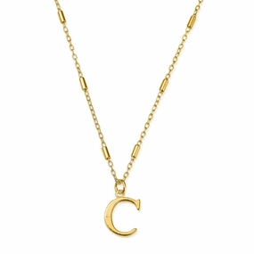 ChloBo Sterling Silver Gold Plated Initial Necklace C
