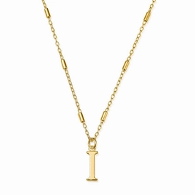 ChloBo Sterling Silver Gold Plated Initial Necklace I