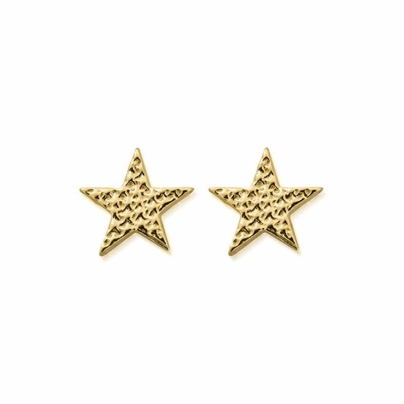 ChloBo Sterling Silver Gold Plated Sparkle Star Stud Earrings