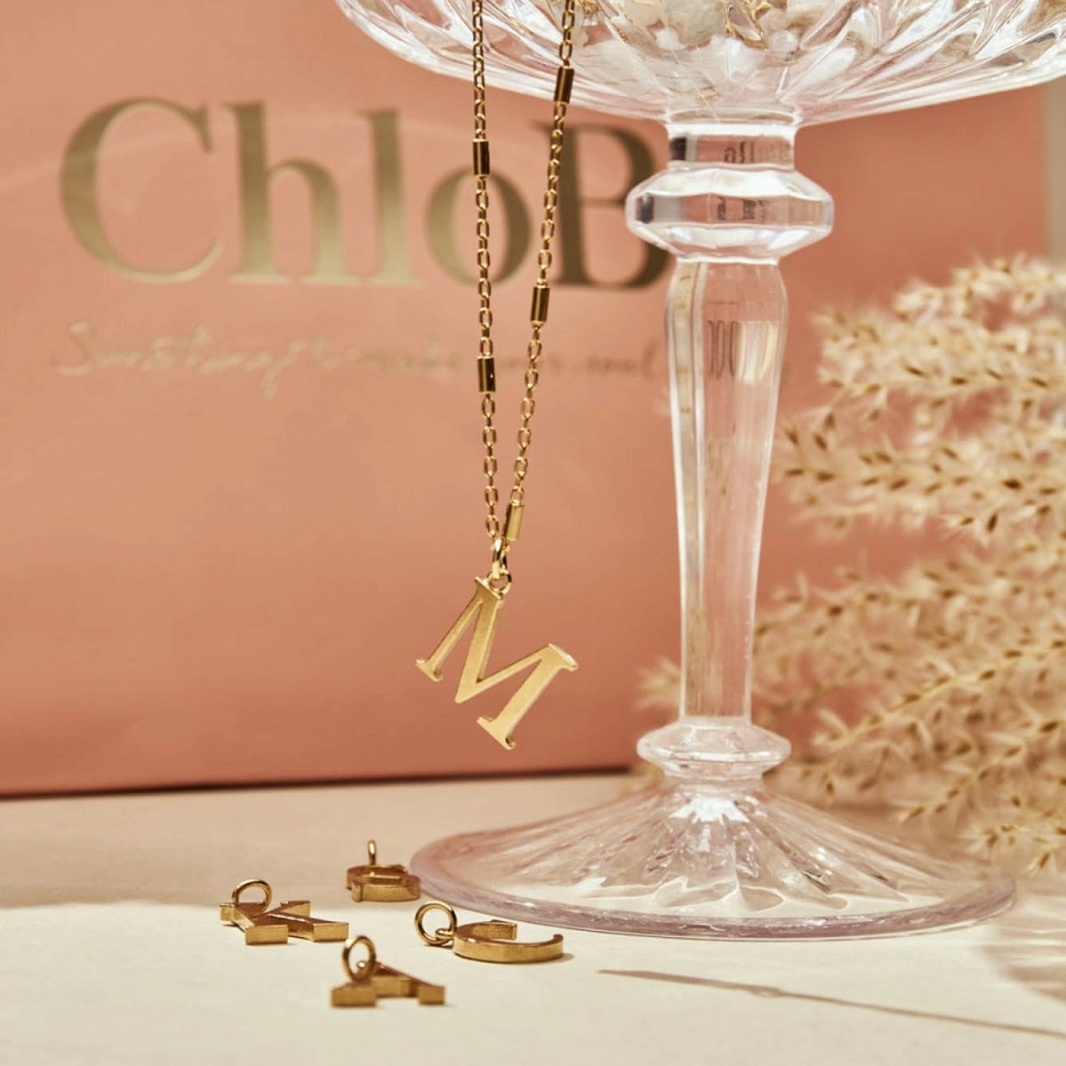ChloBo Sterling Silver Initial Necklace M