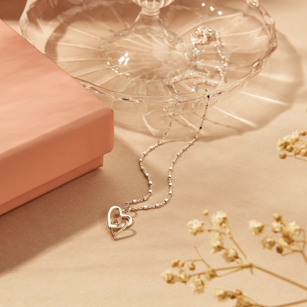 ChloBo Sterling Silver Mini Cube Interlocking Love Heart Bracelet