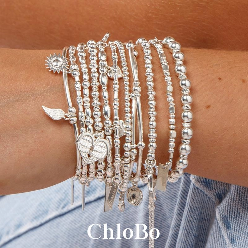 ChloBo Sterling Silver Mini Cube Interlocking Love Heart Bracelet