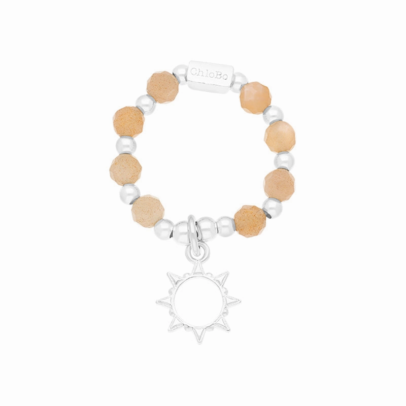 ChloBo Sterling Silver Sunrise Peach Moonstone Ring