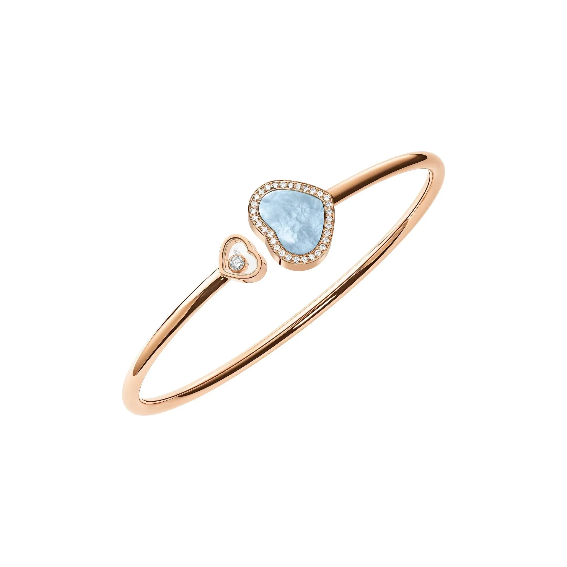 Chopard Happy Hearts 18ct Rose Gold 0.19ct Diamond Blue Mother of Pearl Bangle