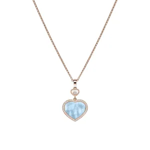 Chopard Happy Hearts 18ct Rose Gold 0.24ct Diamond Blue Mother Of Pearl Necklace