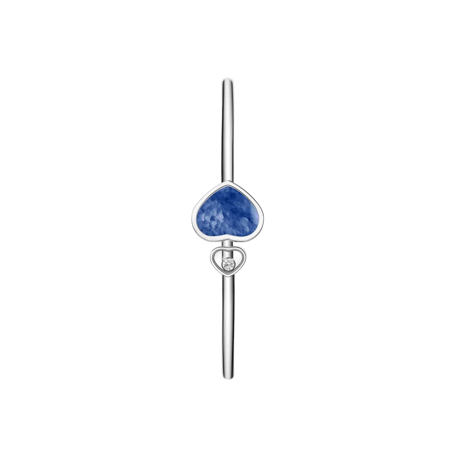 Chopard Happy Hearts 18ct White Gold Blue Mother of Pearl 0.05ct Diamond Bangle