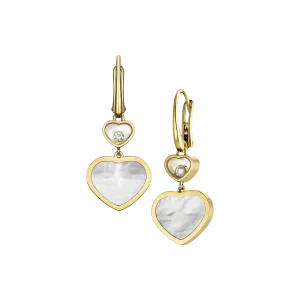 Chopard Happy Hearts 18ct Yellow Gold Mother of Pearl  0.10ct Diamond Earrings
