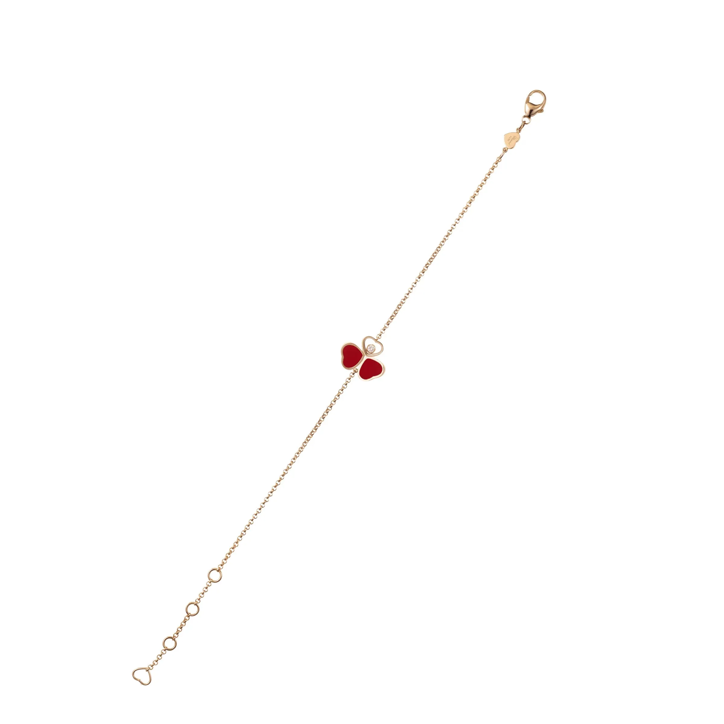 Chopard Happy Hearts Wings 18ct Rose Gold Red Stone Bracelet