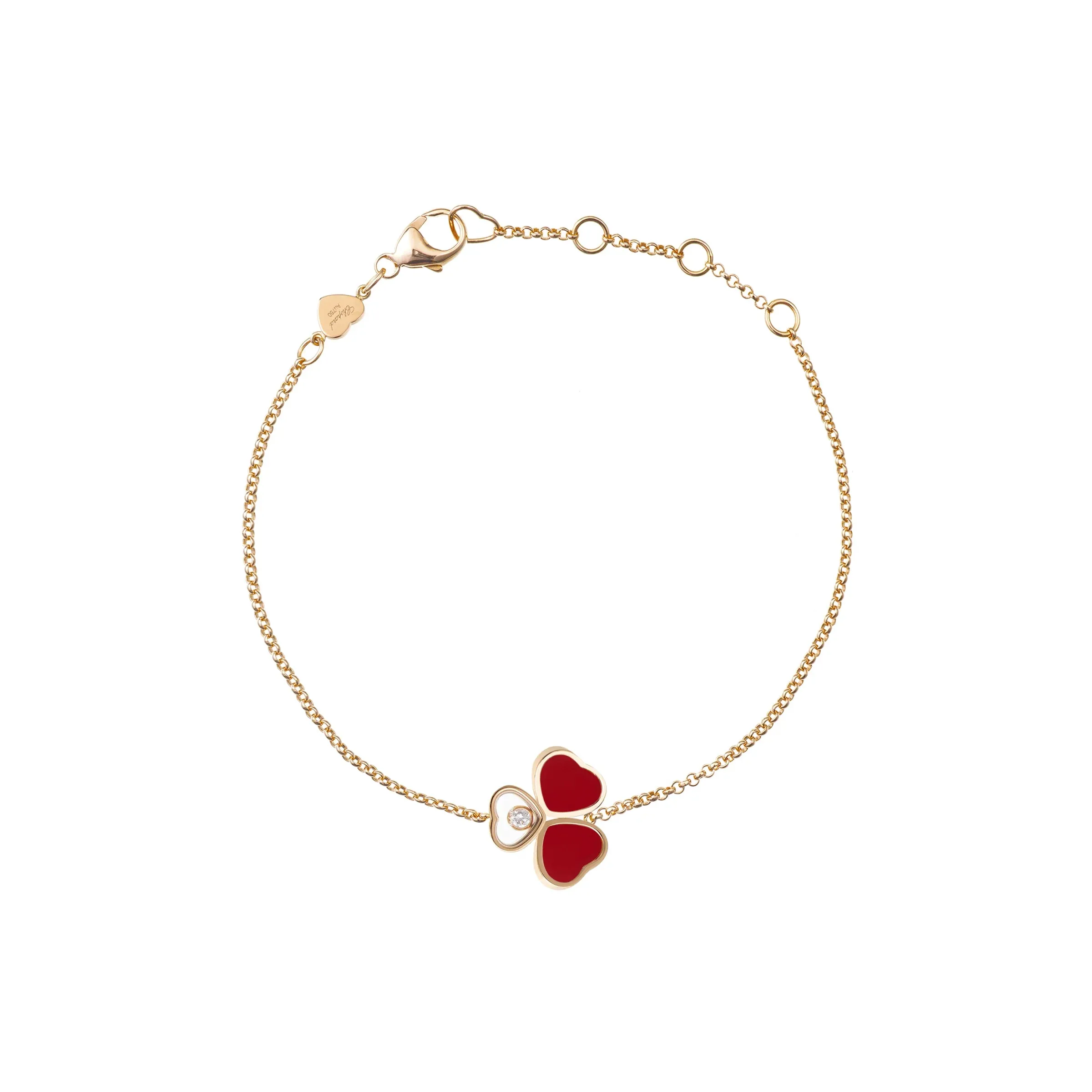 Chopard Happy Hearts Wings 18ct Rose Gold Red Stone Bracelet