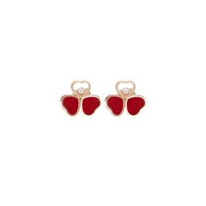 Chopard Happy Hearts Wings 18ct Rose Gold Red Stone Earrings