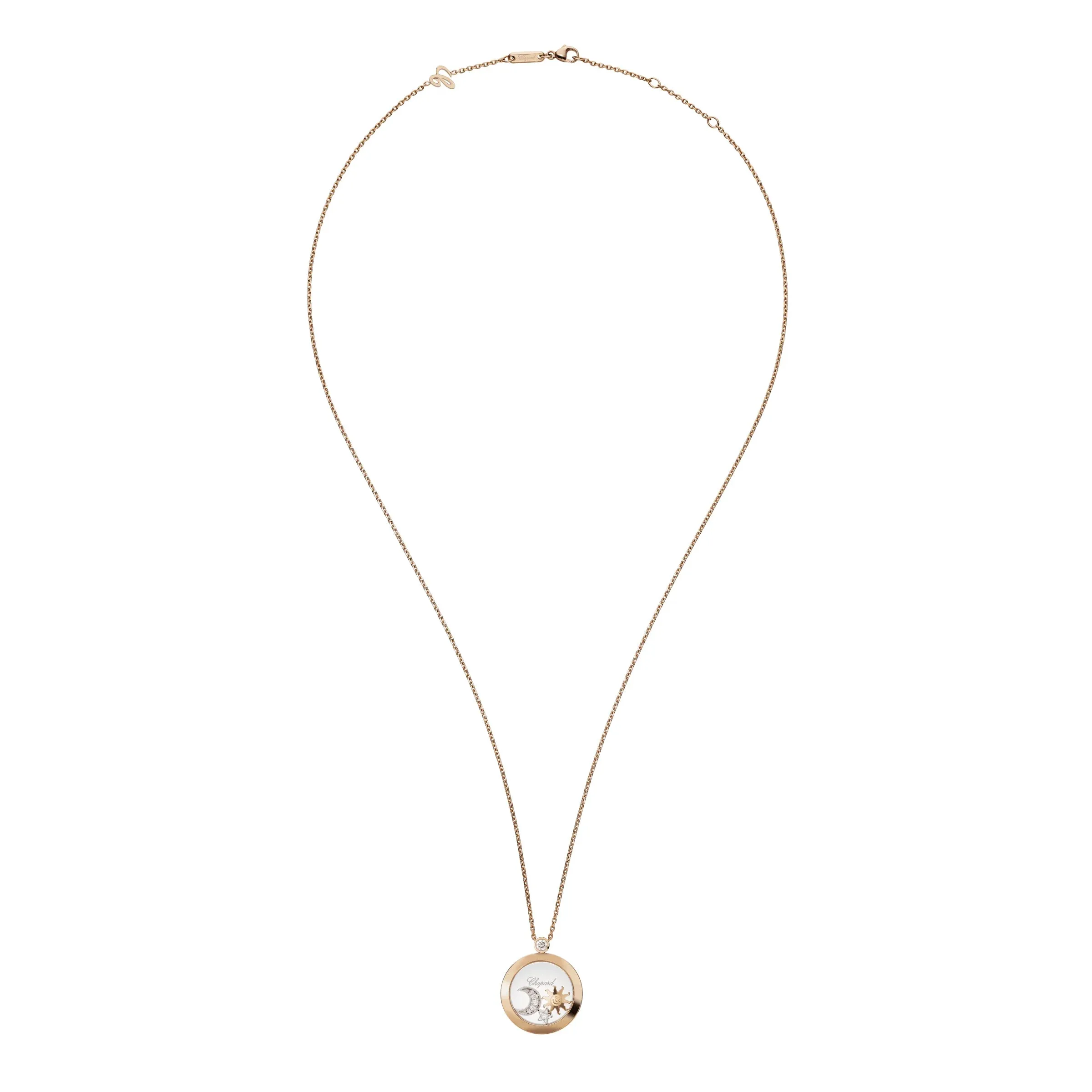 Chopard Happy Sun Moon & Stars 18ct Rose Gold Diamond Pendant