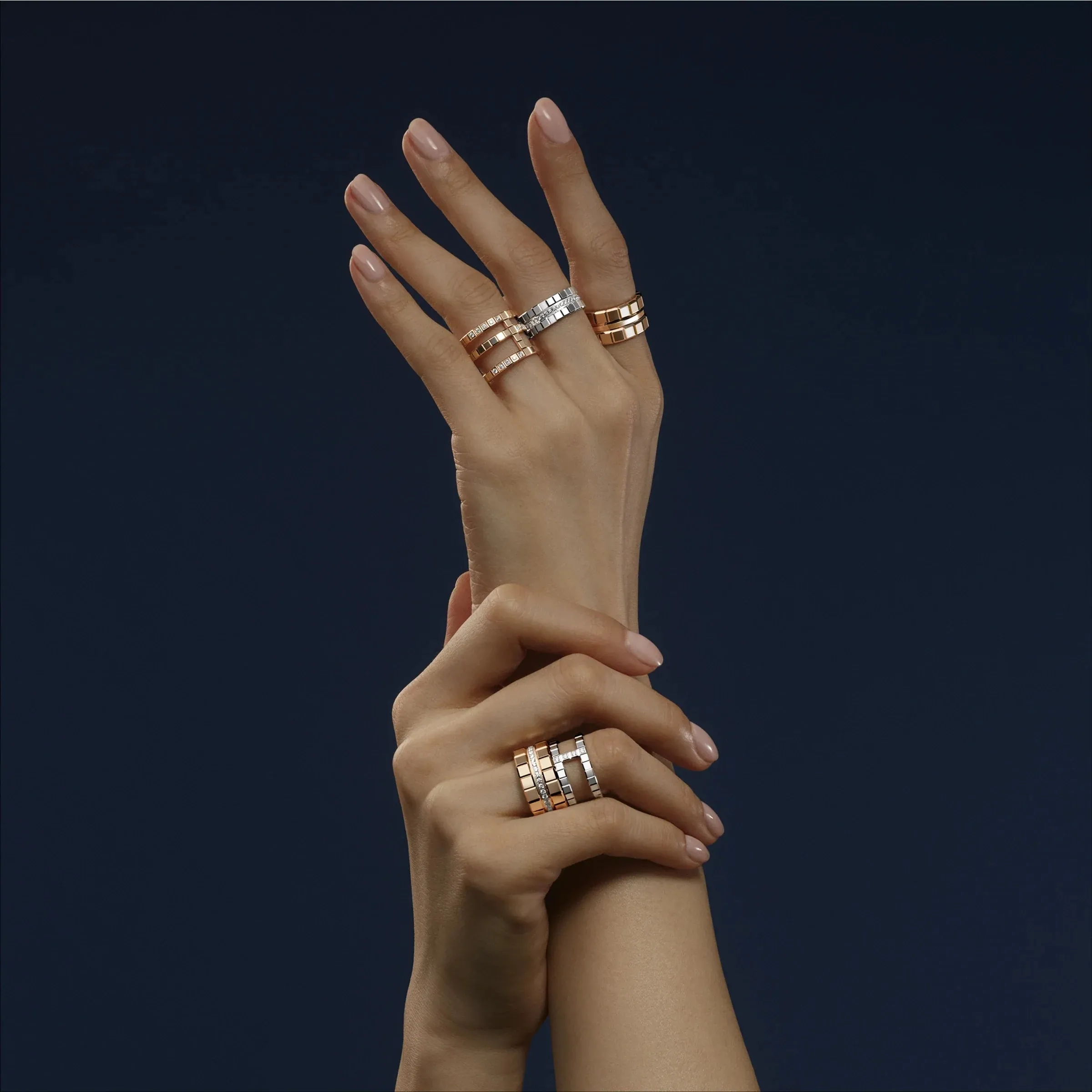 Chopard Ice Cube 18ct Rose Gold Double Wide Ring