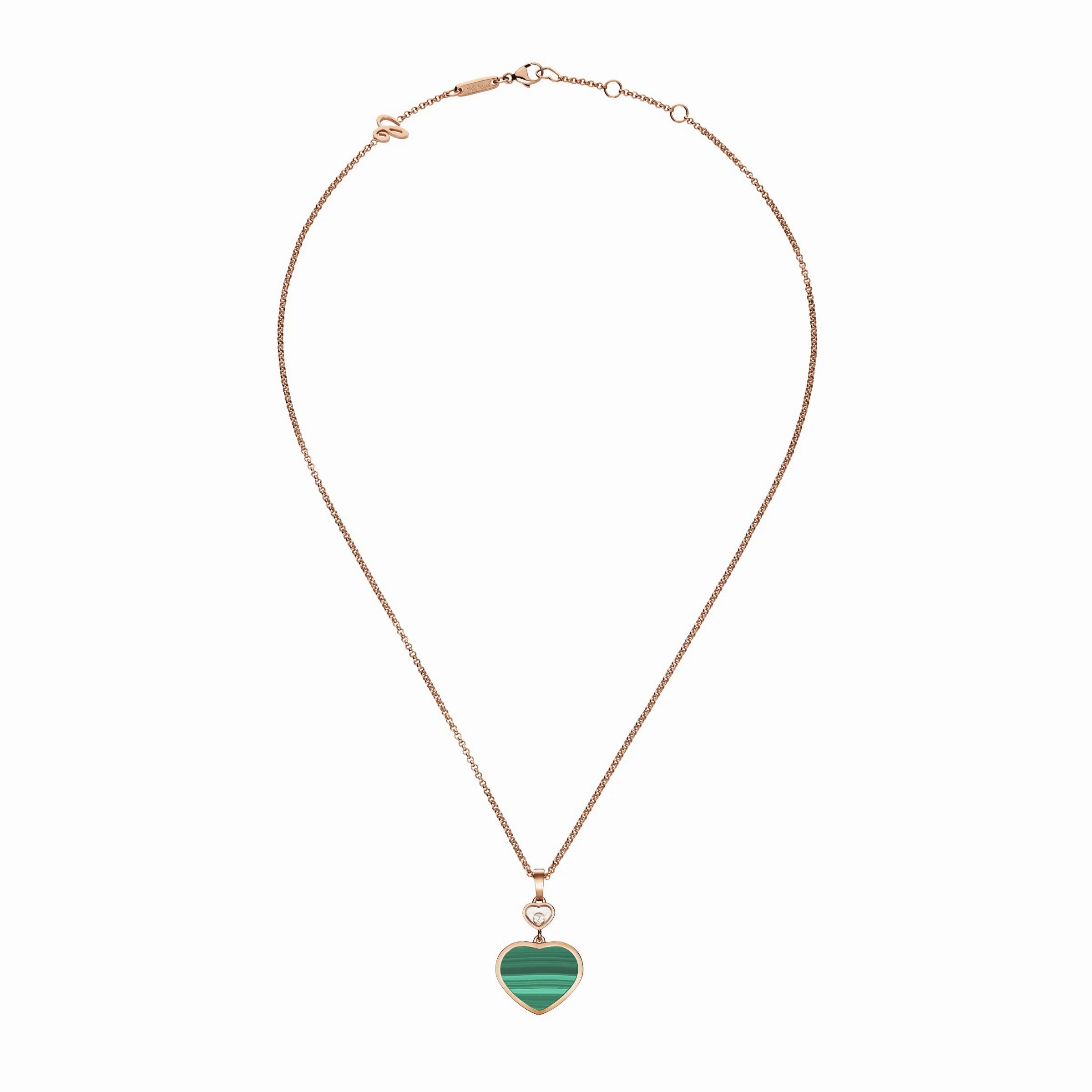 Chopard Happy Hearts 18ct Rose Gold 0.05ct Diamond Malachite Pendant