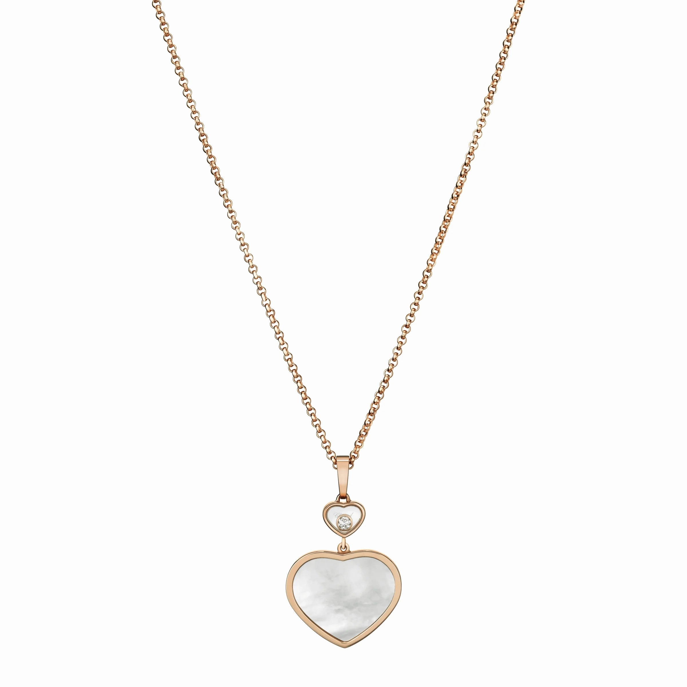 Chopard Happy Hearts 18ct Rose Gold 0.05ct Diamond Mother of Pearl Pendant