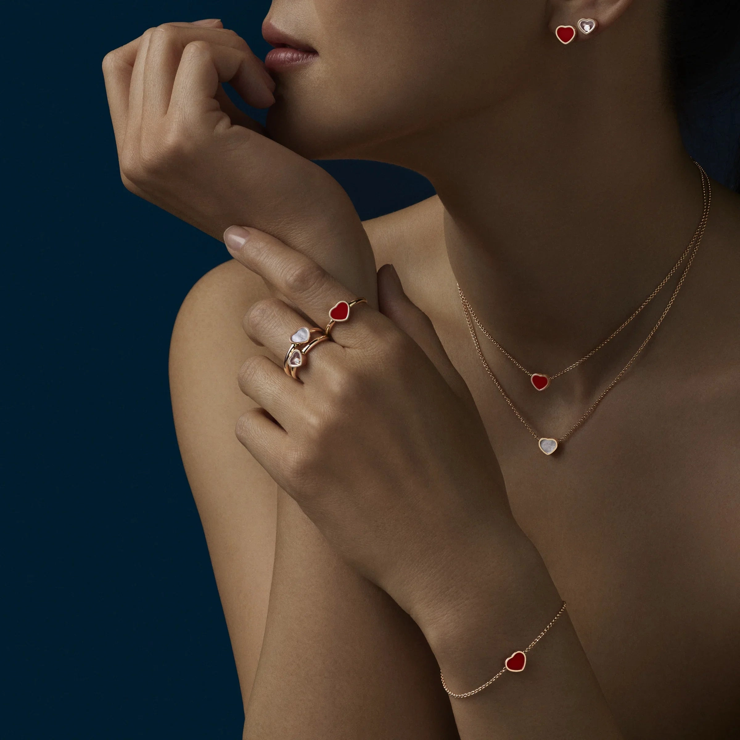 Chopard My Happy Hearts 18ct Rose Gold Carnelian Bracelet