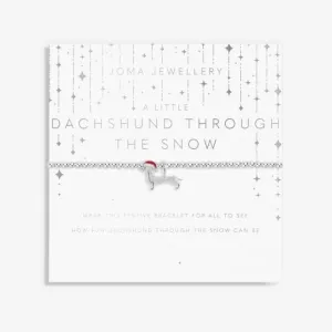 Christmas Dachshund Through The Snow Silver 15.5cm Stretch Bracelet C685
