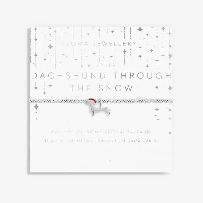 Christmas Dachshund Through The Snow Silver 15.5cm Stretch Bracelet C685
