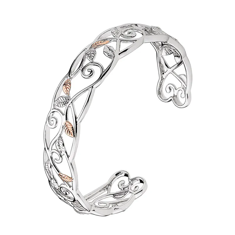 Clogau Awelon Sterling Silver Cuff Bangle D