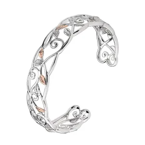 Clogau Awelon Sterling Silver Cuff Bangle D
