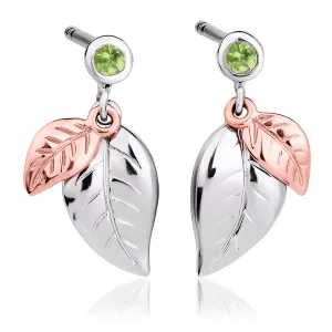 Clogau Awelon Sterling Silver Rose Gold Peridot Stud Earrings