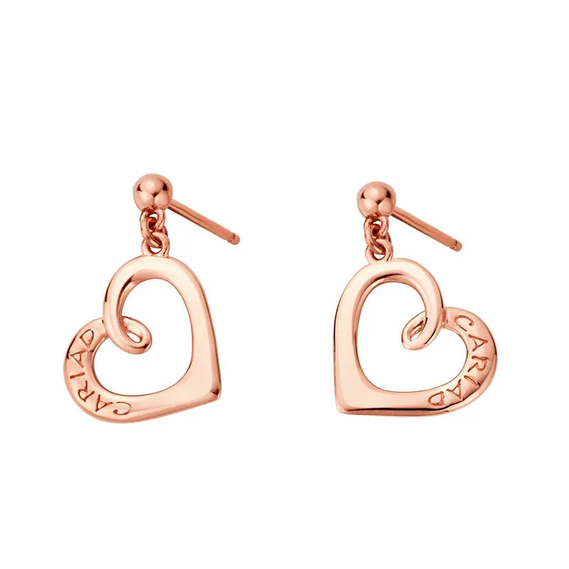 Clogau Cariad 9ct Rose Gold Heart Stud Earrings D