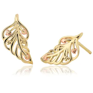 Clogau Debutante 9ct Yellow Gold Feather Stud Earrings