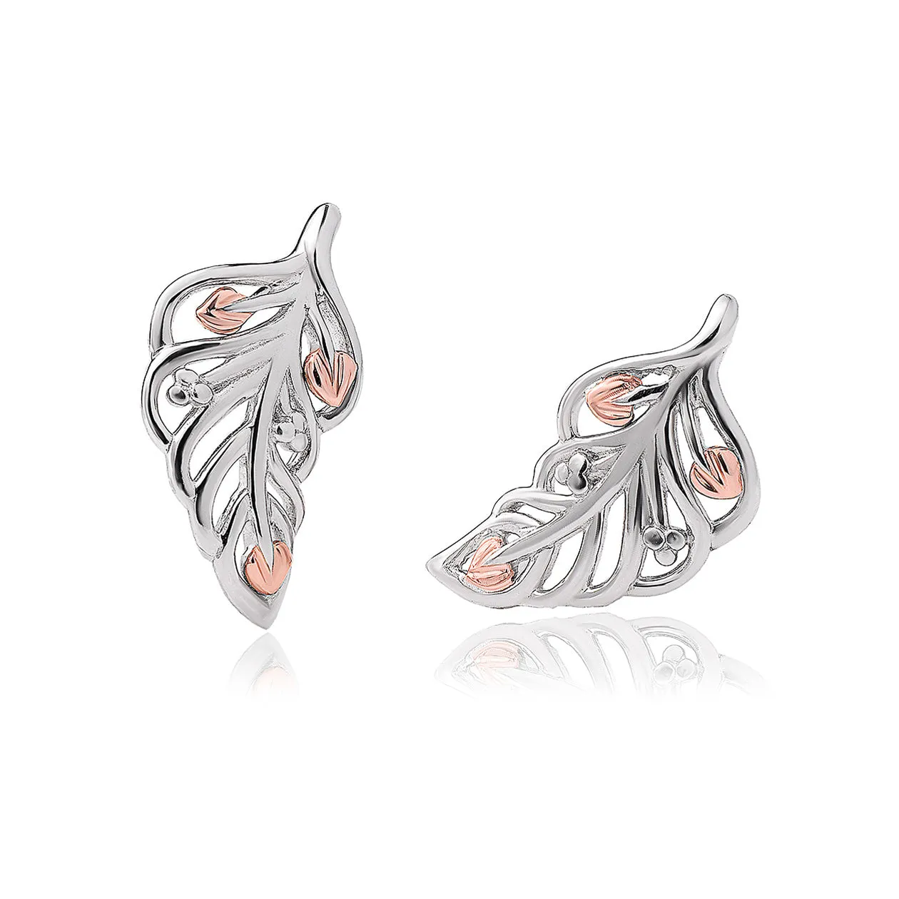 Clogau Debutante Sterling Silver Feather Stud Earrings