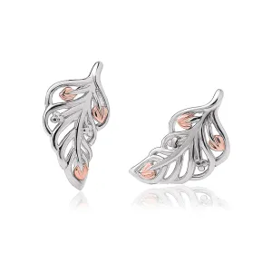 Clogau Debutante Sterling Silver Feather Stud Earrings