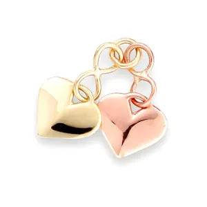 Clogau Double Heart Inner 9ct Yellow Rose Gold Charm