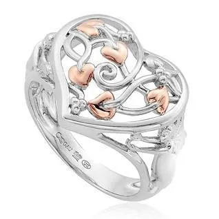 Clogau Fairy Sterling Silver 9ct Rose Gold Heart Ring D