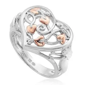 Clogau Fairy Sterling Silver 9ct Rose Gold Heart Ring D