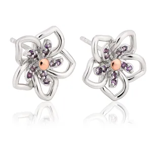 Clogau Fairy Sterling Silver Amethyst Floral Stud Earrings