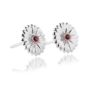 Clogau Fairy Sterling Silver Amethyst Flower Stud Earrings