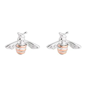 Clogau Honey Bee Sterling Silver 9ct Rose Gold Stud Earrings