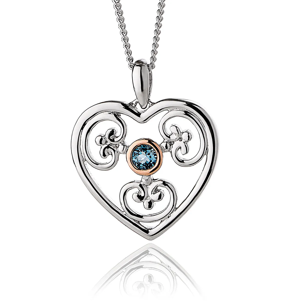 Clogau Kensington Sterling Silver Blue Topaz Heart Necklace