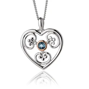 Clogau Kensington Sterling Silver Blue Topaz Heart Necklace