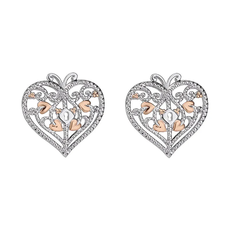Clogau Kensington Sterling Silver Heart Stud Earrings D