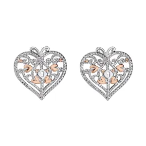 Clogau Kensington Sterling Silver Heart Stud Earrings D