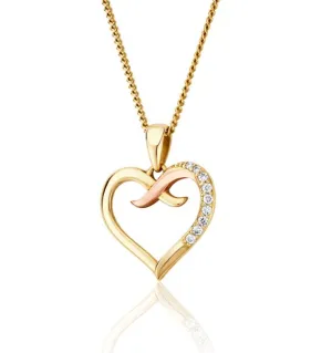 Clogau Kiss 9ct Gold Diamond Heart Pendant