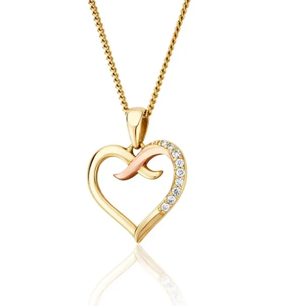 Clogau Kiss 9ct Gold Diamond Heart Pendant