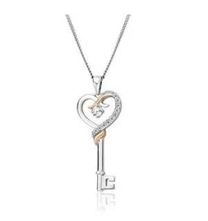 Clogau Kiss 9ct Rose Gold Sterling Silver Key Pendant D