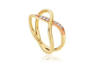 Clogau Kiss Diamond 9ct Yellow Gold Crossover Ring