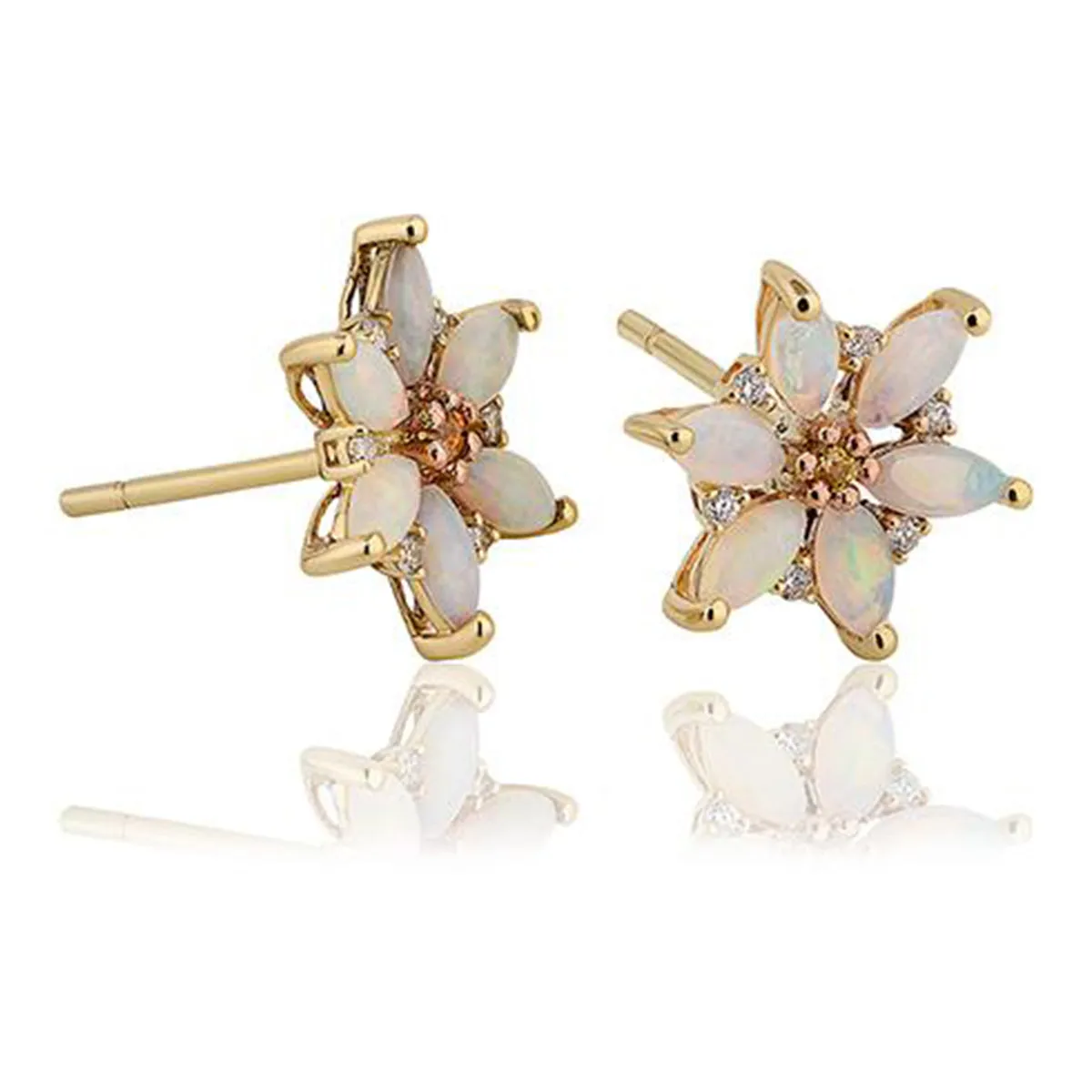 Clogau Lady Snowdon 9ct Yellow Gold Opal Flower Stud Earrings