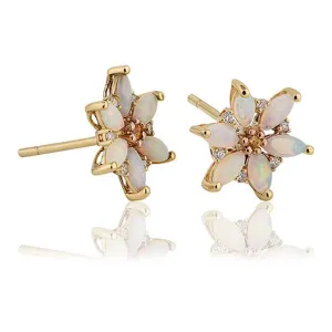 Clogau Lady Snowdon 9ct Yellow Gold Opal Flower Stud Earrings