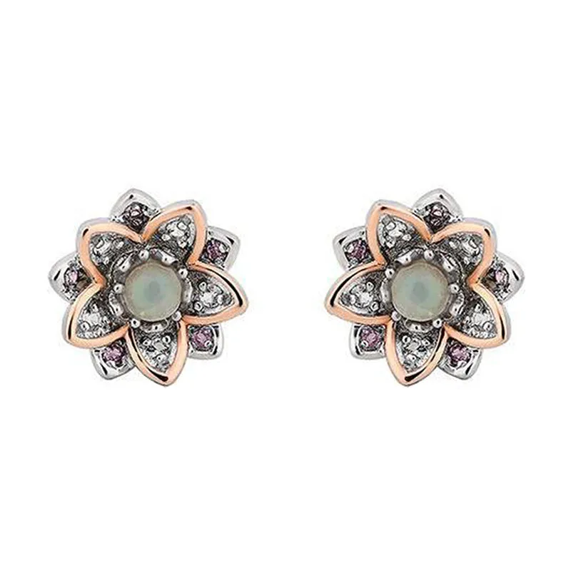 Clogau Lotus Sterling Silver Opal Stud Earrings D