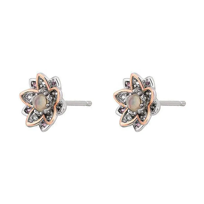 Clogau Lotus Sterling Silver Opal Stud Earrings D