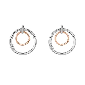 Clogau Ripples Double Hoop Sterling Silver White Topaz Drop Earrings D