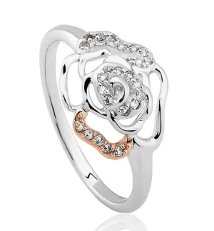 Clogau Royal Roses Sterling Silver White Topaz Ring D